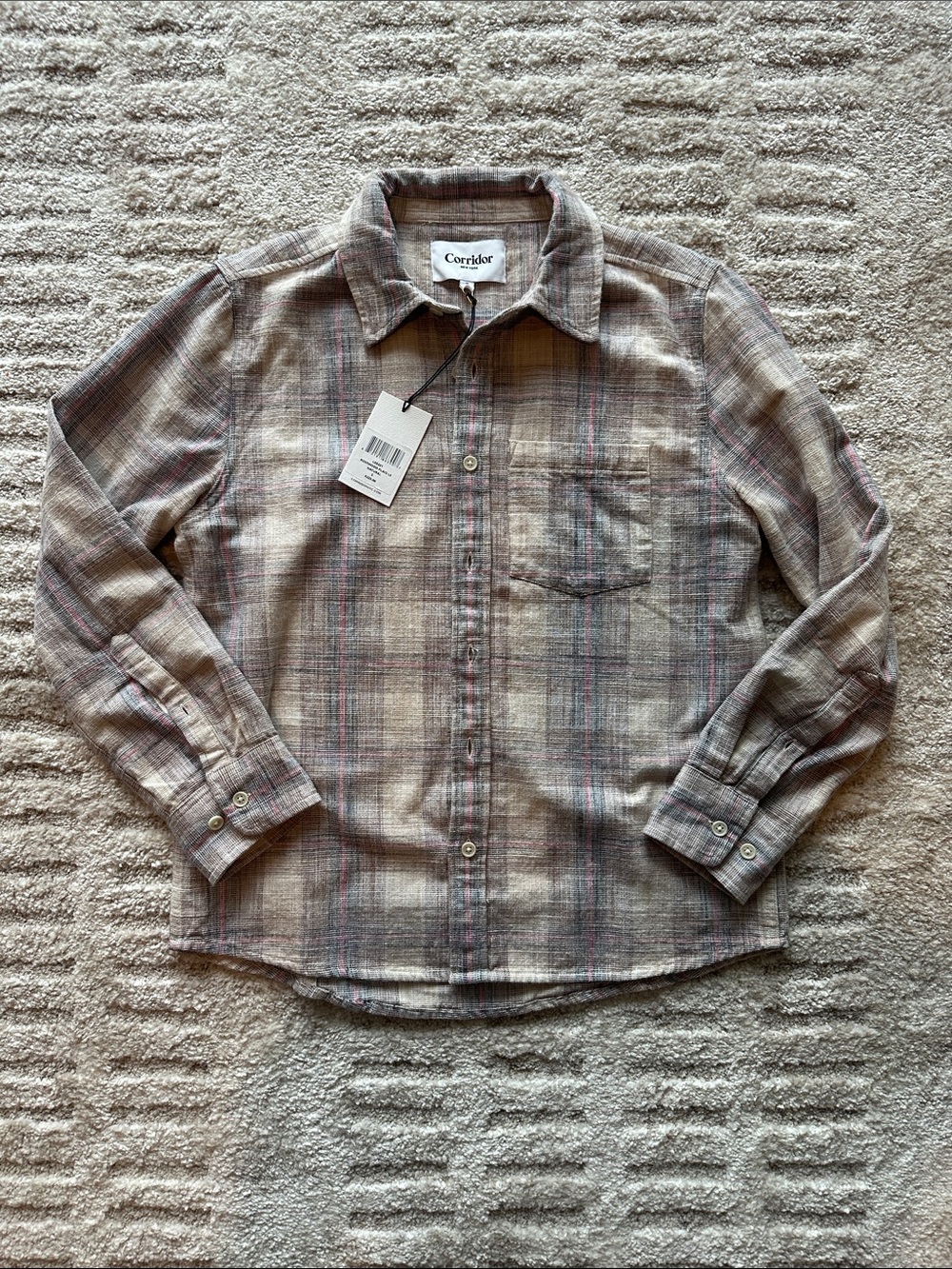 Corridor Men's Neutral Plaid Button-Down Shirt